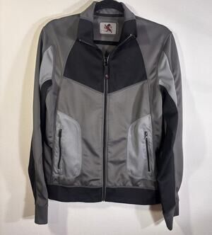 Express Full Zip Athletic Jacket Gray Black Stretch Zip Pockets Size M